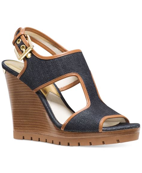 michael kors wedge sandals|Michael Kors denim wedge sandals.